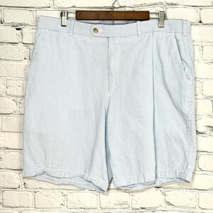 Peter Millar Seersucker Shorts Men's 37 Blue White Striped Golf‎ Preppy Academia
